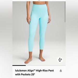 Lululemon align leggings with pockets, 25 inch, Icing Blue